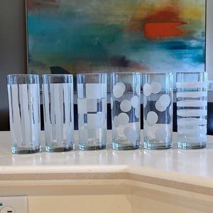 VINTAGE FROSTED GLASSES 6 1/2” tall Set of 6